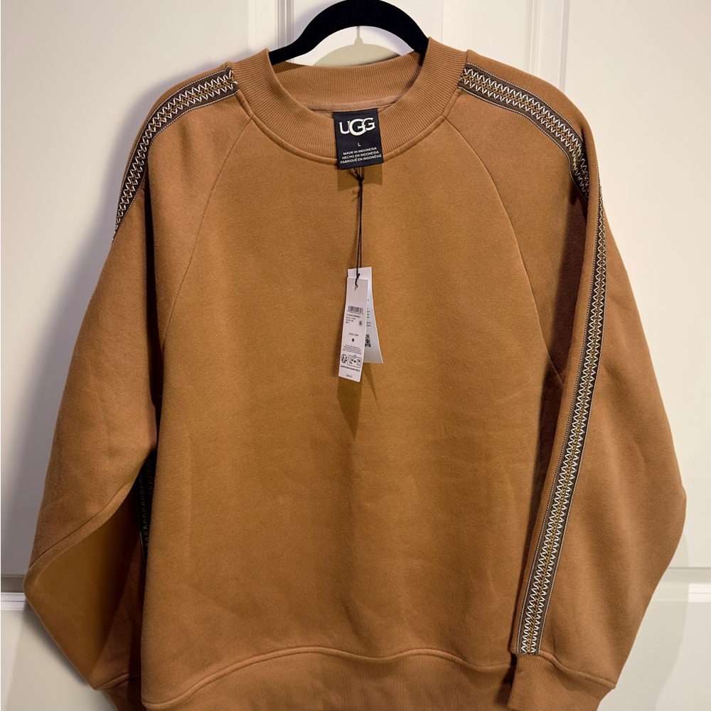 UGG Unisex Tasman Crewneck Sweatshirt in Chestnut with Contrast Tape
